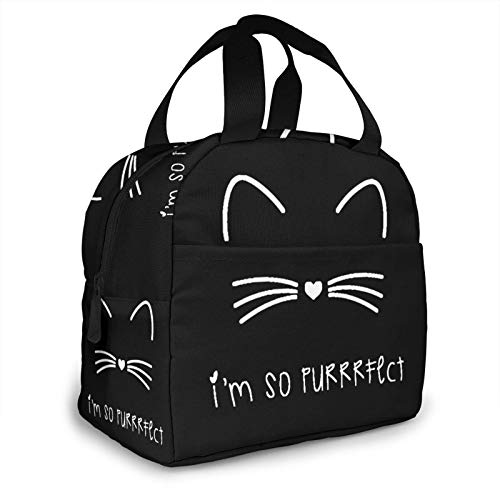 Black Cat Lunch Bag For Women Insulated Lunch Box With Front Pocket For Work Reusable Cooler Tote Bag For Office School Picnic Hiking Beach #TOP14
