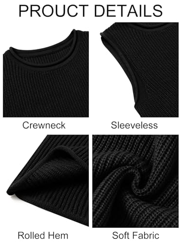 Image of Imily Bela Womens Sleeveless Sweater Vest Casual Crewneck Loose Fit Knit Tank Tops Lightweight Trendy Summer Ribbed Pullover