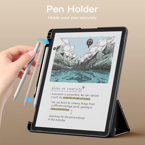 Image of MoKo Stand Case for 11 inch Kindle Scribe (3rd Generation -2025) & Kindle Scribe Colorsoft (1st Generation 2025) - Premium Leather Trifold Stand Cover with Pen Holder, Auto Sleep /Wake, Notebook Black