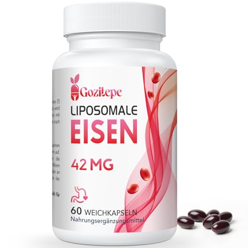 Liposomales Eisen 42 mg (Eisensulfat) - Mit Folsäure und Vitamin B12-60 Kapseln - (60 stück (1er Pack))