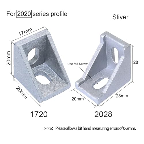 Conectores en L contra holguras en perfiles extruidos de aluminio serie 20S 2
