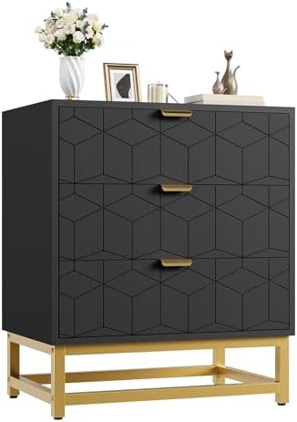 IDEALHOUSE Black Dresser for Bedroom, 3 Drawer Dresser with Metal...