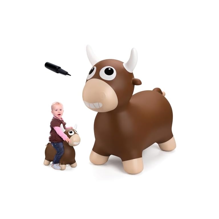 Upper Rider Bouncy Horse Hopper, Inflatable Farm Cow Bouncy Bull, Bounce and Ride on Animal Bouncer for Toddlers, Indoor Outdoor Birthday Gifts for Boys Girls 18 Months 2 3 4 5 6 Years Old