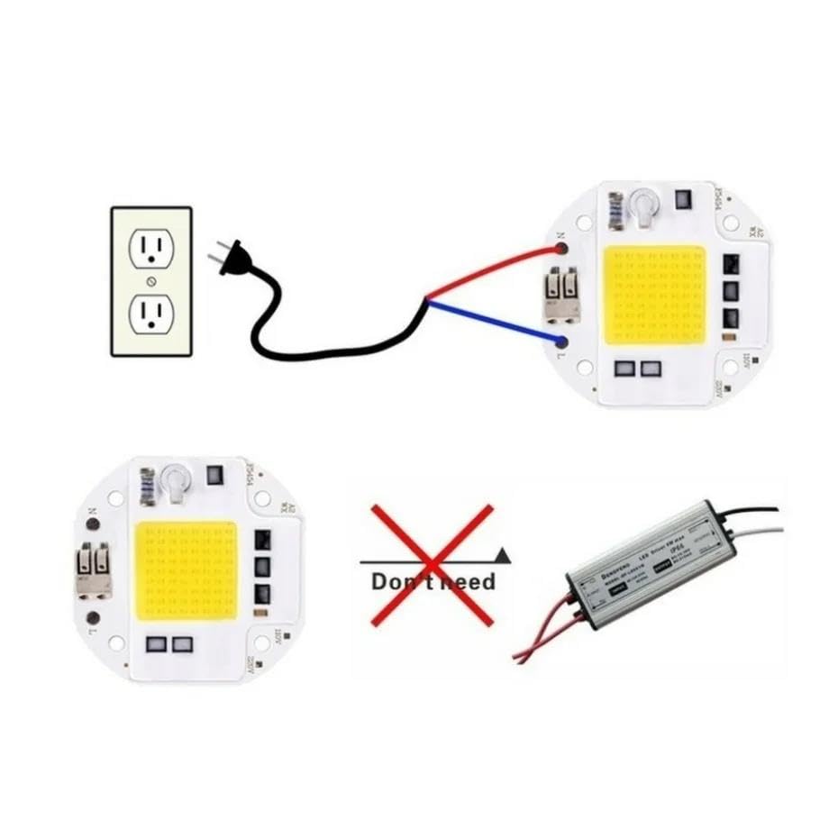Żarówka LED, 3 szt. 50W/70W/100W 110-220V COB LED Chip Smart IC Nie wymaga sterownika Wielokolorowy 54x53mm(Cold White,220V-100W)