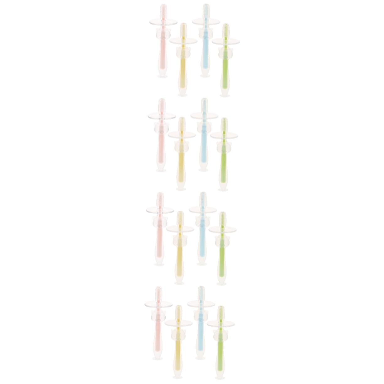Beavorty 16pièces Brosse à Dents Garçon Fille Silicone Avec Base Antidérapante Lot De Conçue Pour Apprentissage De Hygiène Toute Sécurité