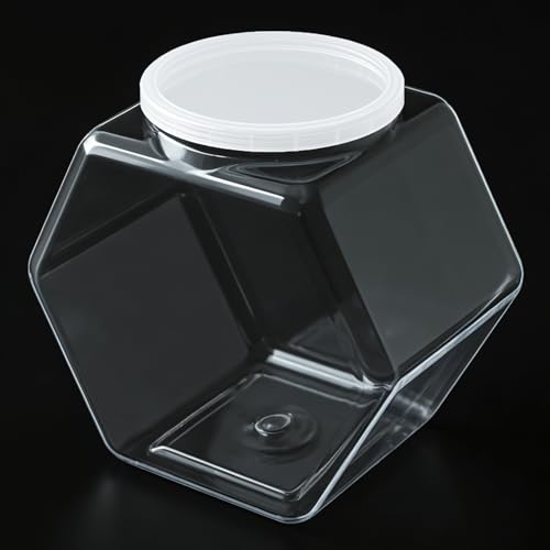Blvochnnt Plastic Candy Jar 72oz Clear Cookies Jars with Lids Hexagon Dry Food Container for Kitchen Candies Cookies Dog Treats Laundry Pods Coffee Pods