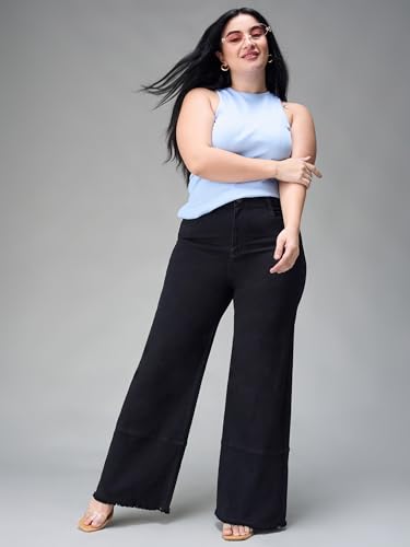 Image of Miss Chase A+ Women's Wide Leg High Rise Stretchable Denim Jeans