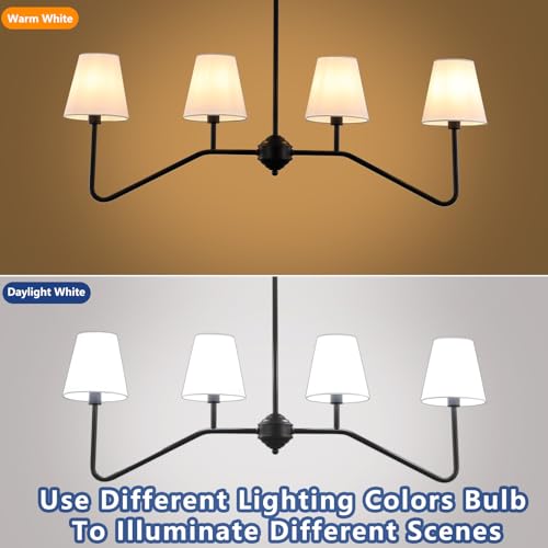9Mmml 39 Inch 4 Arms Kitchen Island Lighting,4 Lights Dining Room Chandelier,Black Body + Fabric Shade Fixture For Hallway Entryway Foyer Living Room,E12 Bulb thumb #4
