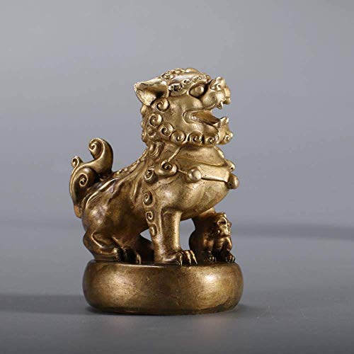 Statues de Chiens Fu Feng Shui : Accessoires Prospérité en Laiton - 3