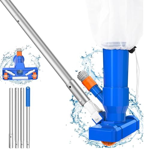 Hot Tub Vacuum Cleaner Kit, Pool Cleaning with Brush and Mesh Leaf Bag, Swimming Pool Pond Vacuum Jet for Cleaning Suction Pool Bottom Mini Cleaner for Outdoor Garden Spa Fountain Above Ground