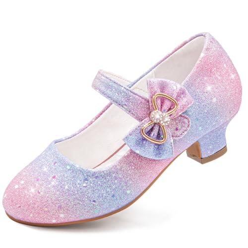 Image of Dufannie Girls Dress Shoes Princess Flats Heels for Toddler Little Big Kids