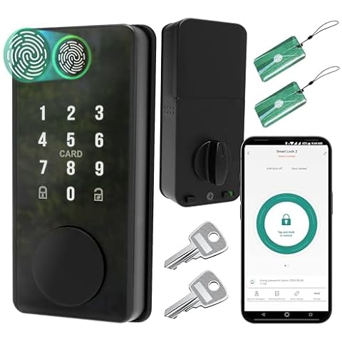 Heart of Tafiti Smart Door Lock Deadbolt with Digital Keypad, Keyless Entry and Fingerprint Lock for Front Door, Bluetooth Electronic Lock with APP Control, Anti-Peeping Password, Auto Lock Cover