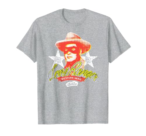 The Lone Ranger Vintage Western Hero Portrait T-Shirt, Men, Heather Grey, Large