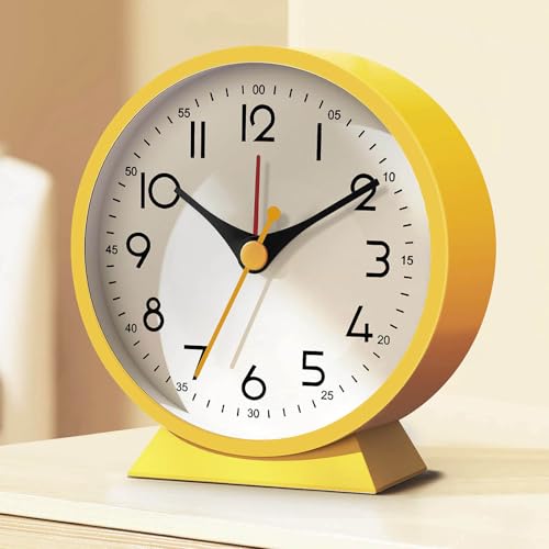Azyh Despertador analógico sin tictac, pequeño reloj de mesa retro, reloj de mesa para decoración de salón, dormitorio,...