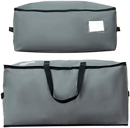 IHOMAGIC Large Storage Containers Bag 100L, Foldable Moving Bag Zippered Clothes Organizer with Handles and Clear PVC Pocket for Storage Blanket, Comforter, Duvet, Room Essentials (Dark Grey, L)