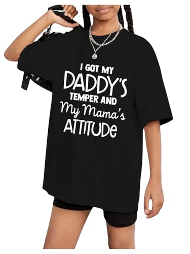 COZYEASE Girl's Short Sleeve Graphic Tees Letter Print Crew Neck T-Shirt Casual Summer Tops