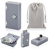 CroBlissful 1 Pack Acrylic Money Bank Box for Gambler, Winners Portable Safe Casino Money Pocket Sized Cash Box with Keys and Storage Bag, Cash Gift for Gambler Winners(Gray)