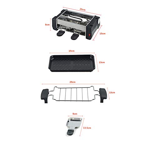 NHJUIJ 1000W Non-Stick Grill Elektro Raclette Grill für 2 Paare Familie Party Rauchfreien BBQ Grill Raclette Pan… – Bild 3