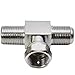 Kaunosta Coaxial Cable Splitter,T Shape TV Antenna Splitter/Combiner RG6 F Type Male to 2 Female 3 Way 2 in 1 Out F Coax T Adapter for TV Video VCR Antenna Satellite Consumer Television 2pcs