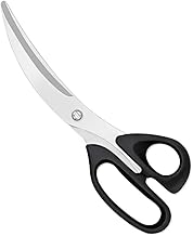 جيني مقص شواء كوري عصري - مقص مطبخ اسود من الستانلس ستيل - سهل الاستخدام، حاد، مريح، مضاد للحروق، مضاد للانزلاق