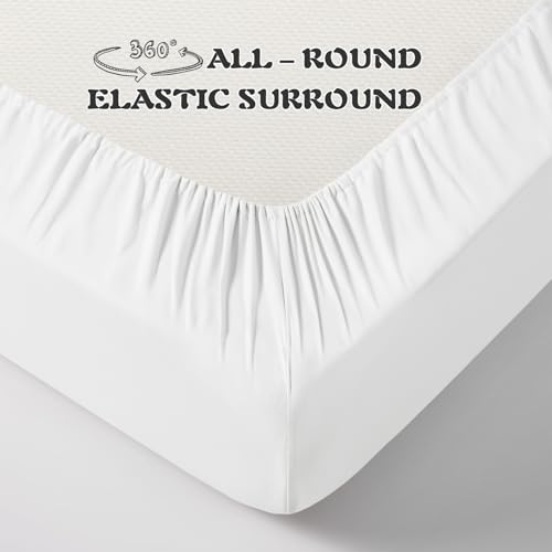 Image of KKJIAF 3 Piece Toddler Sheet Set Microfiber, Includes a Flat Sheet, a Fitted Sheet and a Ruffle Pillowcase, White