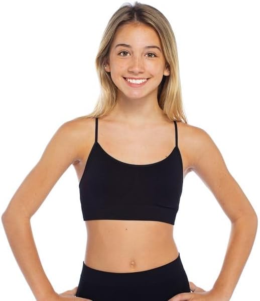 Malibu Sugar Girls Training Bra Camisole Ribbed Front Side - Crop Cami Bras with Spaghetti Straps Comfort Fit for Girls 8-14 - Image 2