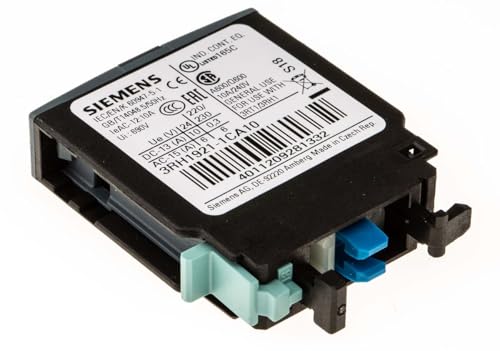 Siemens 3RH1921-1CA10 Auxiliary Switch Block, 1 NO, DIN EN50005, Screw Connection, for CONTACTORS for Switching Motors, 1-Pole, White