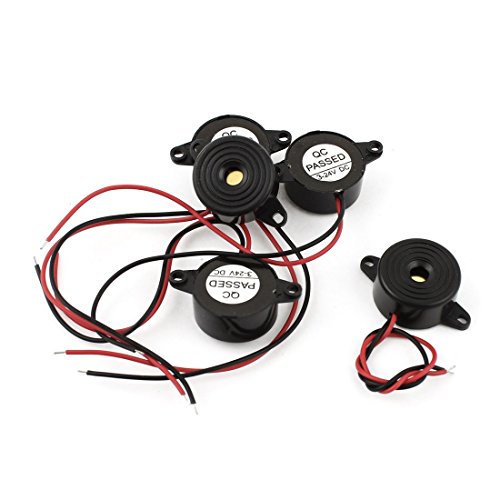 BVPOW Active Piezo Buzzer DC 3-24V 90 db with Industrial Audio Inside 2-Wire Leads Electric Alarmer 5 PCS