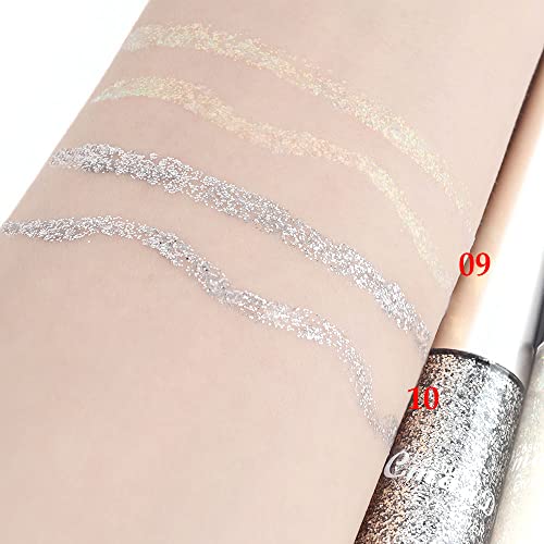 Evpct 2Pcs Pearl White Silver Color Liquid Glitter Eyeliner Sets Eyeliner Glitter Liquid Liners For Women Liquid Sparkly Glitter Eyeliner Delineador Con Glitter De Colores Para Ojos Colores 09+10 #TOP4