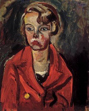 Peinture à l'huile Child in Red Coat 1930 Bertalan Por reproduction sur toile 12x16 pouces