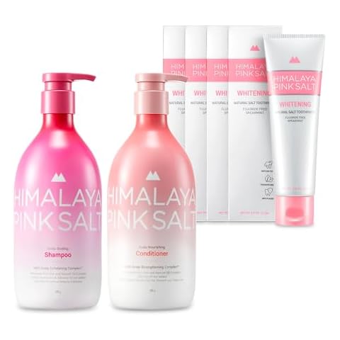 HIMALAYA PINKSALT Shampoo and Conditioner Set & Natural Whitening Toothpaste, 3.9 OZ (Pack of 4) - Hair Care Set for Itchy Scalp and Dry Hair I I Fluoride Free Toothpaste Cover