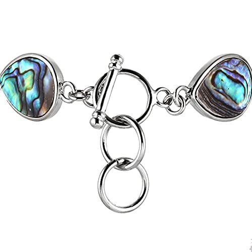 SUNYIK Natural Abalone Shell Bracelet for Women and Man, Adjustable Link Bangle for Unisex, Assorted Shapes2