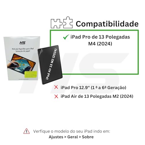Película p/iPad Pro de 13 polegadas (M4) 2024 Paper Like Fosca Sensação de Papel Anti Reflexo/Não Ma