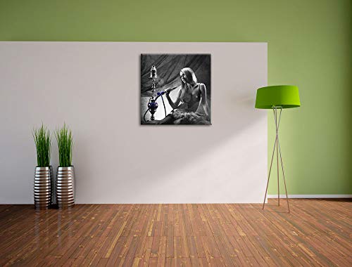 Pixxprint Frau mit Shisha als Leinwandbild/Größe: 60x60 cm/Wandbild/Kunstdruck/fertig bespannt – Bild 4