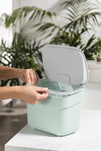 CURVER Mülleimer Ready To Collect 5 l – verwendbar aus Kompost – mit Wandhalterung für Wand oder Tür – Küche, Badezimmer, Waschküche – 100% recycelt, grün
