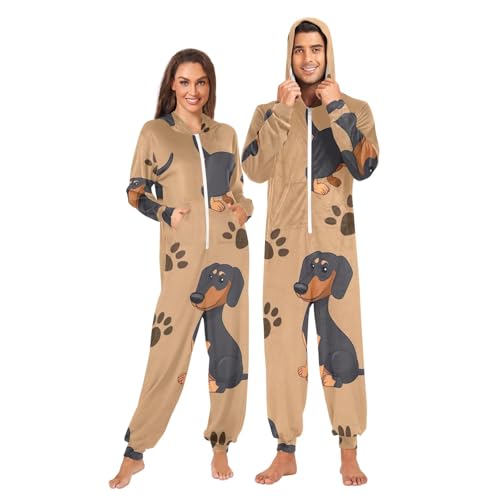 Pijama de perro salchicha para Navidad en familia ropa de descanso unisex 4