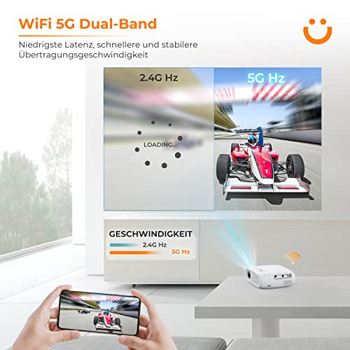 Yaber Beamer Full HD 1080P, 9500 lumen, 5G WIFI Bluetooth Beamer met 6D Auto Trapezecorrectie & 4P/4D, ondersteuning 4K… - Image 3