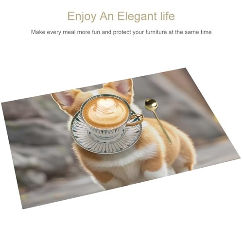 Set de table PVC Corgi lavable et imperméable : protection de table cuisine et repas extérieur