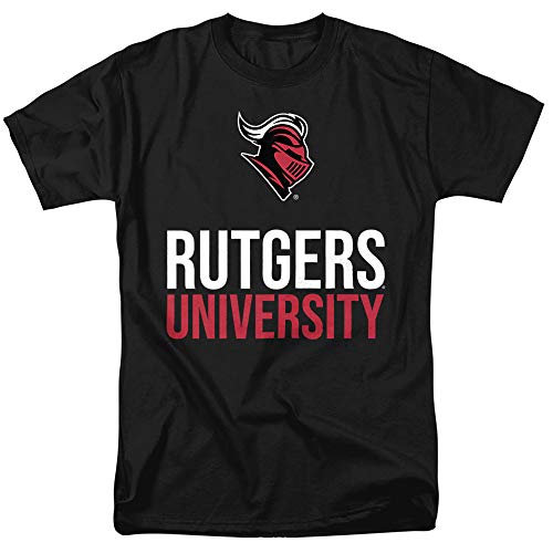 Rutgers University Official Stacked Unisex Adult T-Shirt Black Small