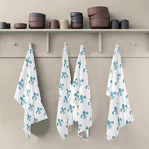 Susiyo G265522191P598C638S1306 Kitchen Dish Towels, Blue Fleur De Lis Kitchen Towels Set Of 6 Super Soft Absorbent Dish Towels Set Microfiber Polyester Kitchen Dish Cloths Decorative Tea Towels thumb #3