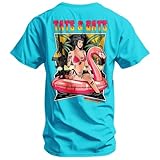 Combat Iron Men's Graphic T-Shirt | Tats and Gats| Cotton-Poly Blend | Athletic Fit, Tagless Comfort | Tahiti Blue, 3X-Large