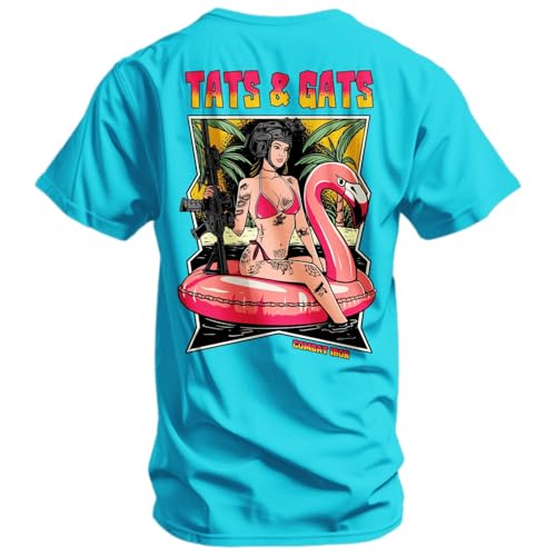Combat Iron Men's Graphic T-Shirt | Tats and Gats| Cotton-Poly Blend | Athletic Fit, Tagless Comfort
