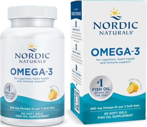 Nordic Naturals Omega-3, 690mg Fish Oil, EPA & DHA, Lemon, 60 Count - image 1