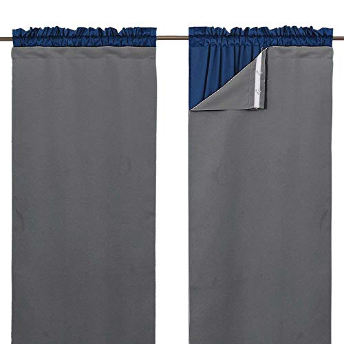 NICETOWN Gray Blackout Drapery Liners for Curtains - Energy Smart Blackout Curtain Liners, Blackout Liner Panels Window Treatment (W45 x L58, 2 Panels