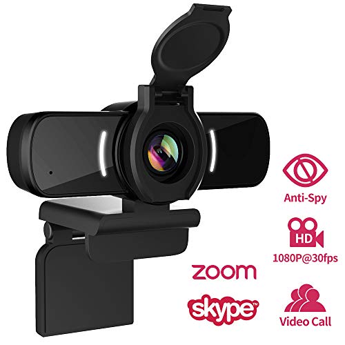 Dericam 1080P Webcam, Computer-Kamera zum Abspielen und Anschließen für Skype, FaceTime, Hangouts, WebEx, USB-Kamera für PC/Mac/Laptop/MacBook mit integriertem Mikrofon