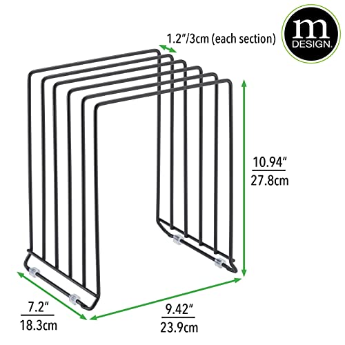 Mdesign X-Large Steel Storage Tray Organizer Rack For Kitchen Cabinet - Divided Holder With 5 Slots For Skillets, Frying Pan, Pot Lids, Cutting Board, Baking Sheets - Concerto Collection - Bronze 7.2 Inch D X 9.4 Inch W X 10.9 Inch H #TOP2