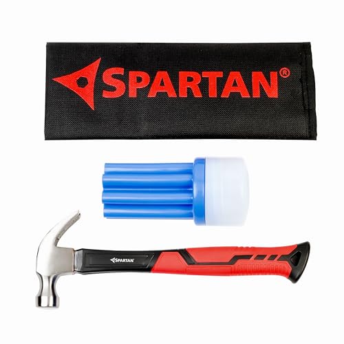 Image of Spartan 8-in-1 Screwdriver Set with Magnetic Claw Hammer & Nail Puller | Forged Steel Head | Fibreglass Anti-Slip Handle | Tool Kit for Carpentry, Furniture Assembly, Home Repair & DIY | Combo Kit