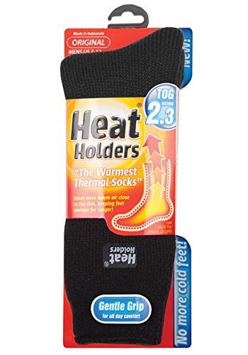 Heat Holders Original Thermal Socks, Mens Size 7-12, Black - Quantity 3 by Heat Holders
