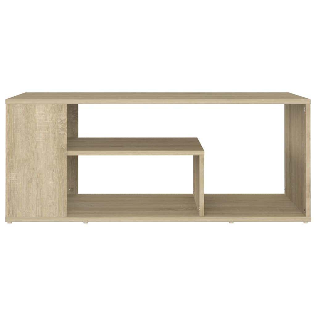 Mesa de centro de roble Sonoma, 100 x 50 x 40 cm, de material de madera con estantes, diseño moderno, mucho espacio de almacenamiento, fácil de limpiar y estable, para salón, sofá y espacios