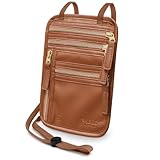 HERO Neck Wallet, RFID Blocking Vegan Leather Passport Holder & Pouch (Tan)